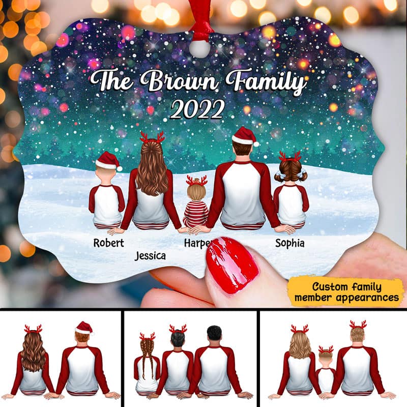 Family Snow Sparkling Personalized Christmas Ornament - Image 2