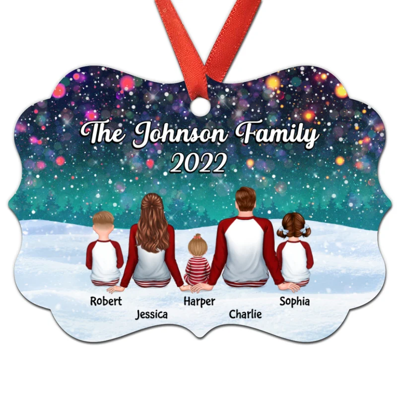 Family Snow Sparkling Personalized Christmas Ornament - Image 3