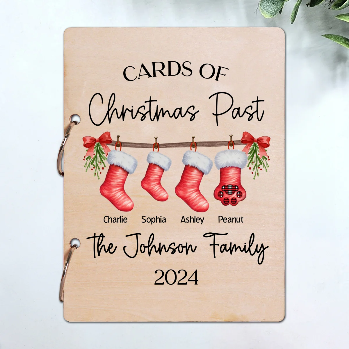 Family Stocking Holiday Card Storage Keepsake Personalized Christmas Card Keeper - Image 10