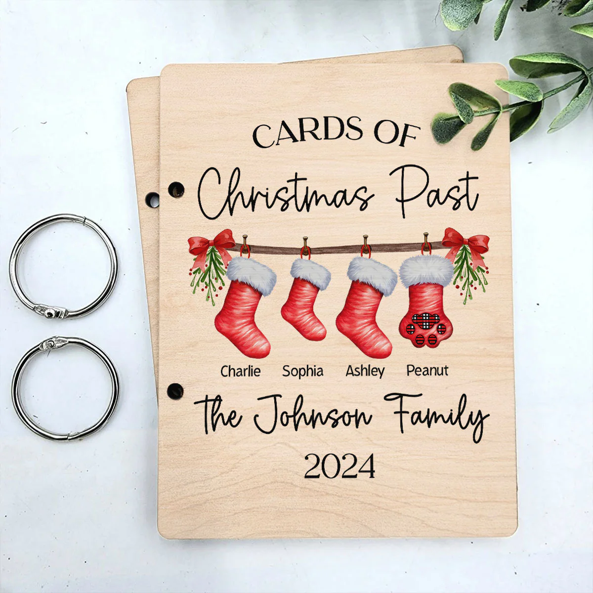 Family Stocking Holiday Card Storage Keepsake Personalized Christmas Card Keeper - Image 3