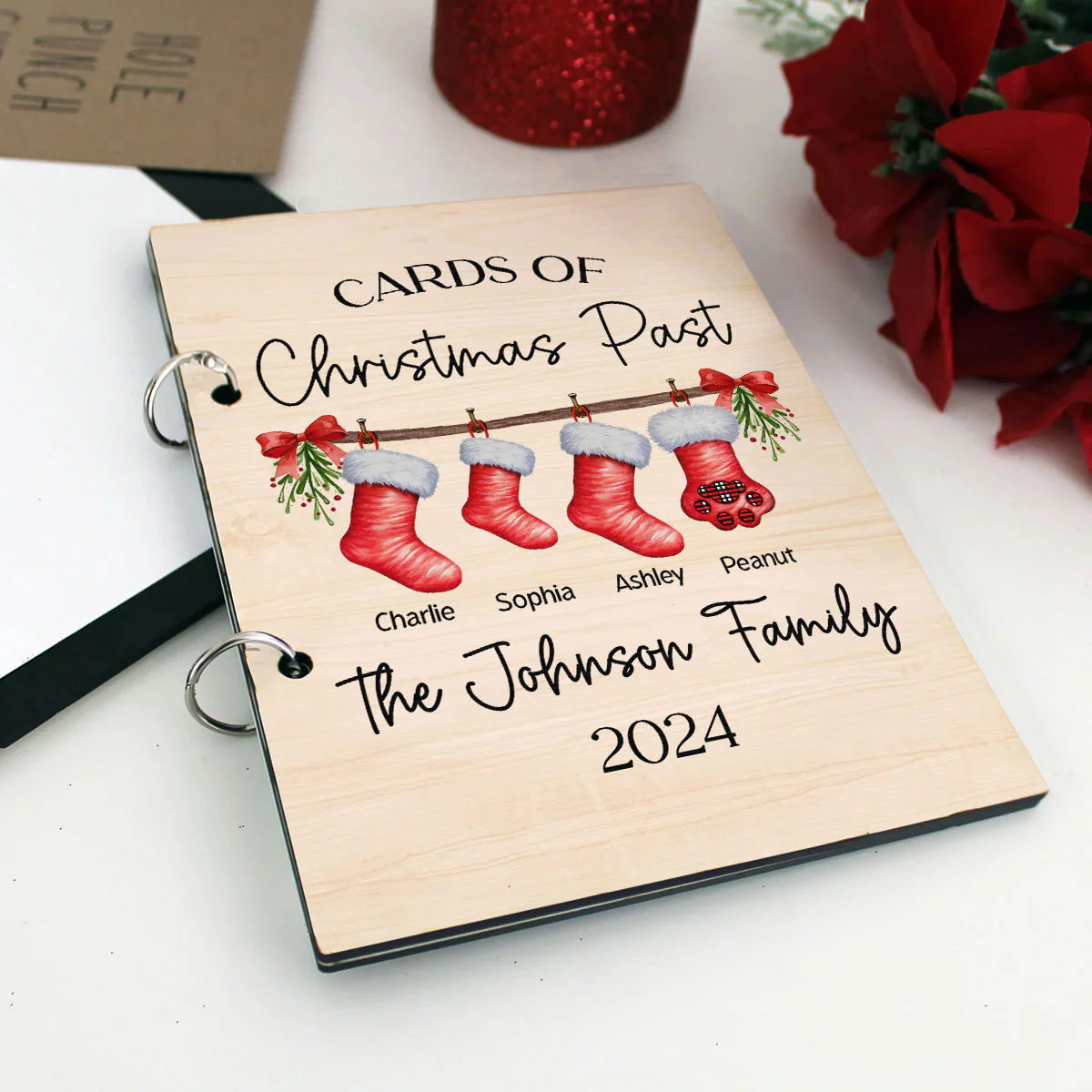 Family Stocking Holiday Card Storage Keepsake Personalized Christmas Card Keeper - Image 7