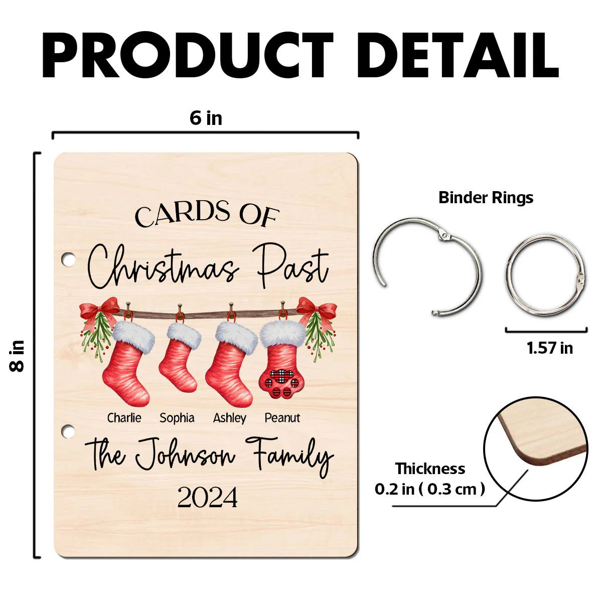 Family Stocking Holiday Card Storage Keepsake Personalized Christmas Card Keeper - Image 9