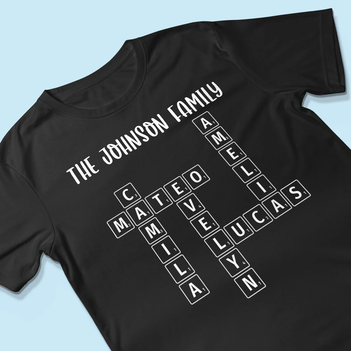 Family Tee Crossword Art Puzzle Personalized Shirt - Image 3