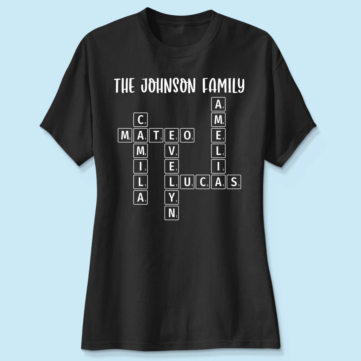 Family Tee Crossword Art Puzzle Personalized Shirt - Image 4
