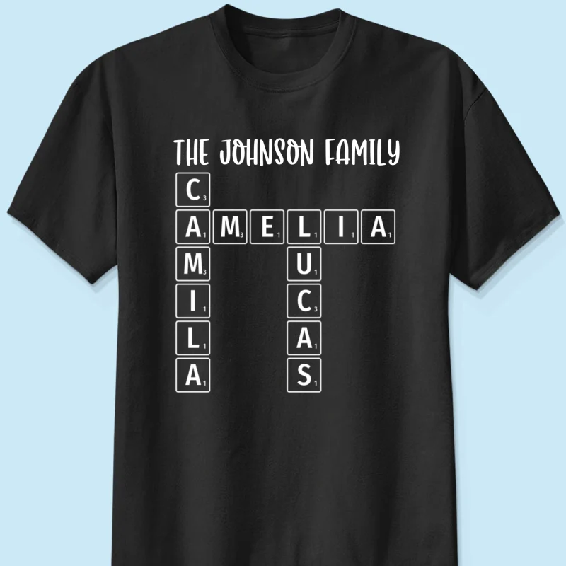 Family Tee Crossword Art Puzzle Personalized Shirt - Image 6
