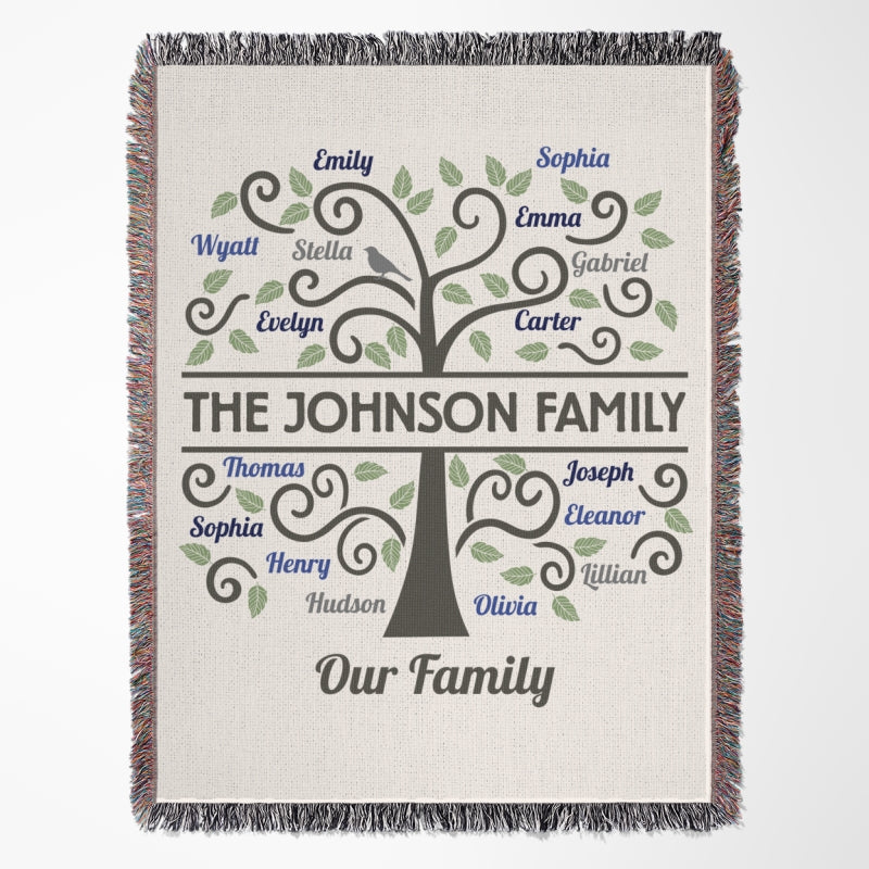 Family Tree Grandma Grandpa Grandparents Gift Home Decor Personalized Tapestry Woven Blanket - Image 9