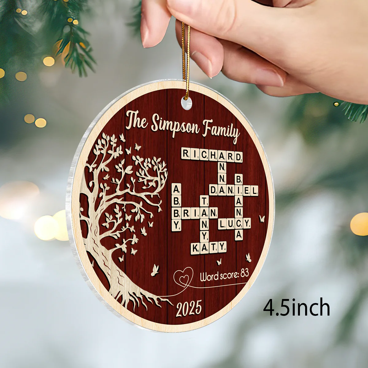 Family Tree of Life Crossword - Personalized Acrylic Ornament - Thoughtful Christmas Gift for Loved Ones - Image 2