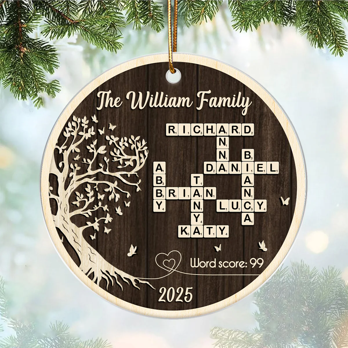Family Tree of Life Crossword - Personalized Acrylic Ornament - Thoughtful Christmas Gift for Loved Ones - Image 4