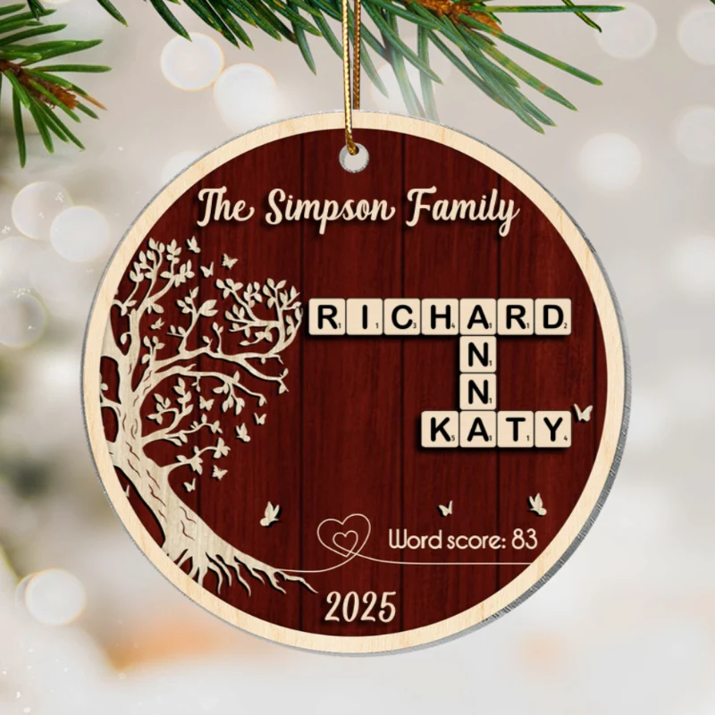 Family Tree of Life Crossword - Personalized Acrylic Ornament - Thoughtful Christmas Gift for Loved Ones - Image 9