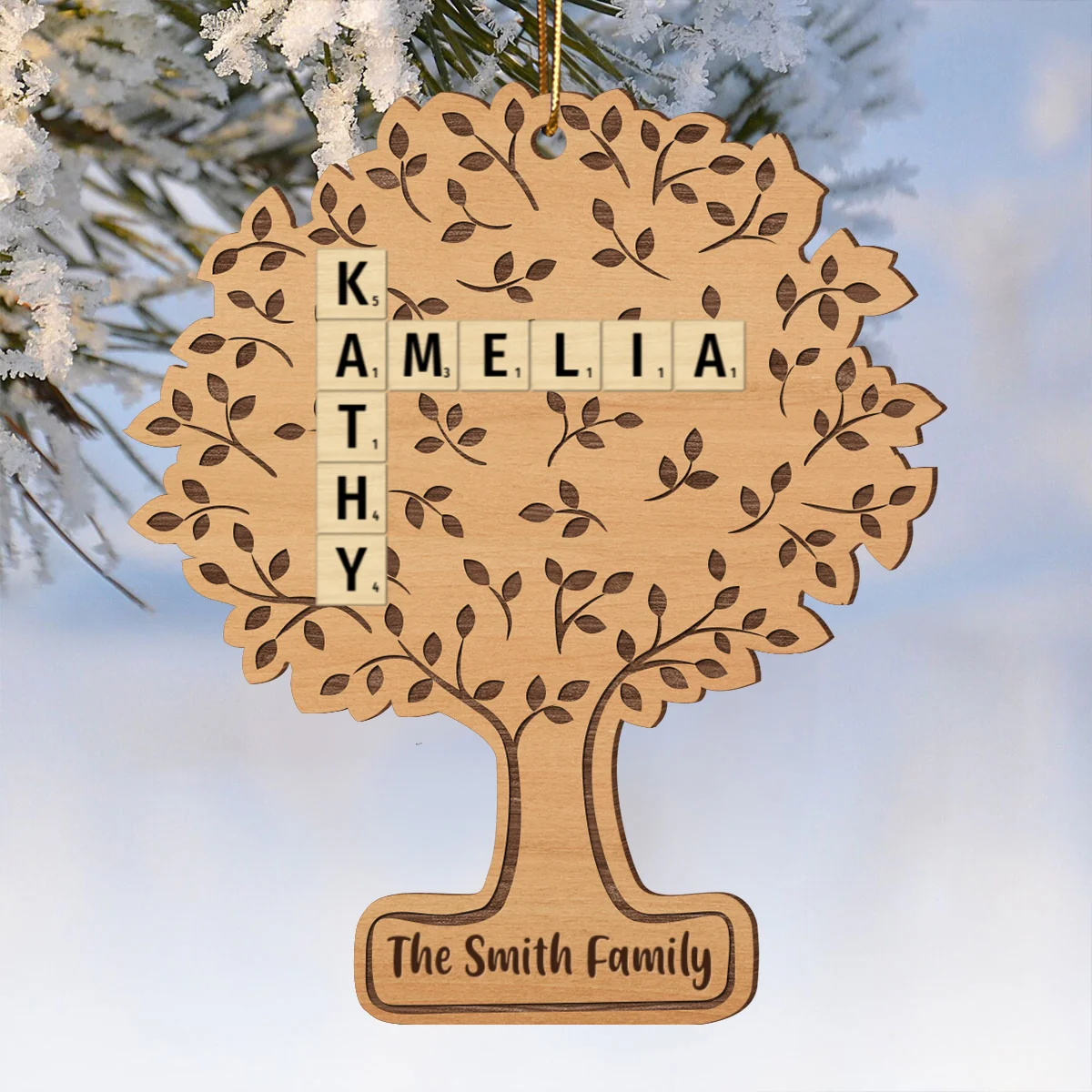 Family Tree Of Life Crossword Wood Ornament, Personalized Family Wood Ornament - Image 8