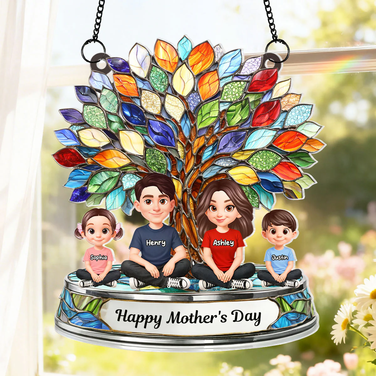 Family Tree - Personalized Acrylic Window Hanging Suncatcher - Heartfelt Mother's Day Gift for Mom, Wife - Image 2