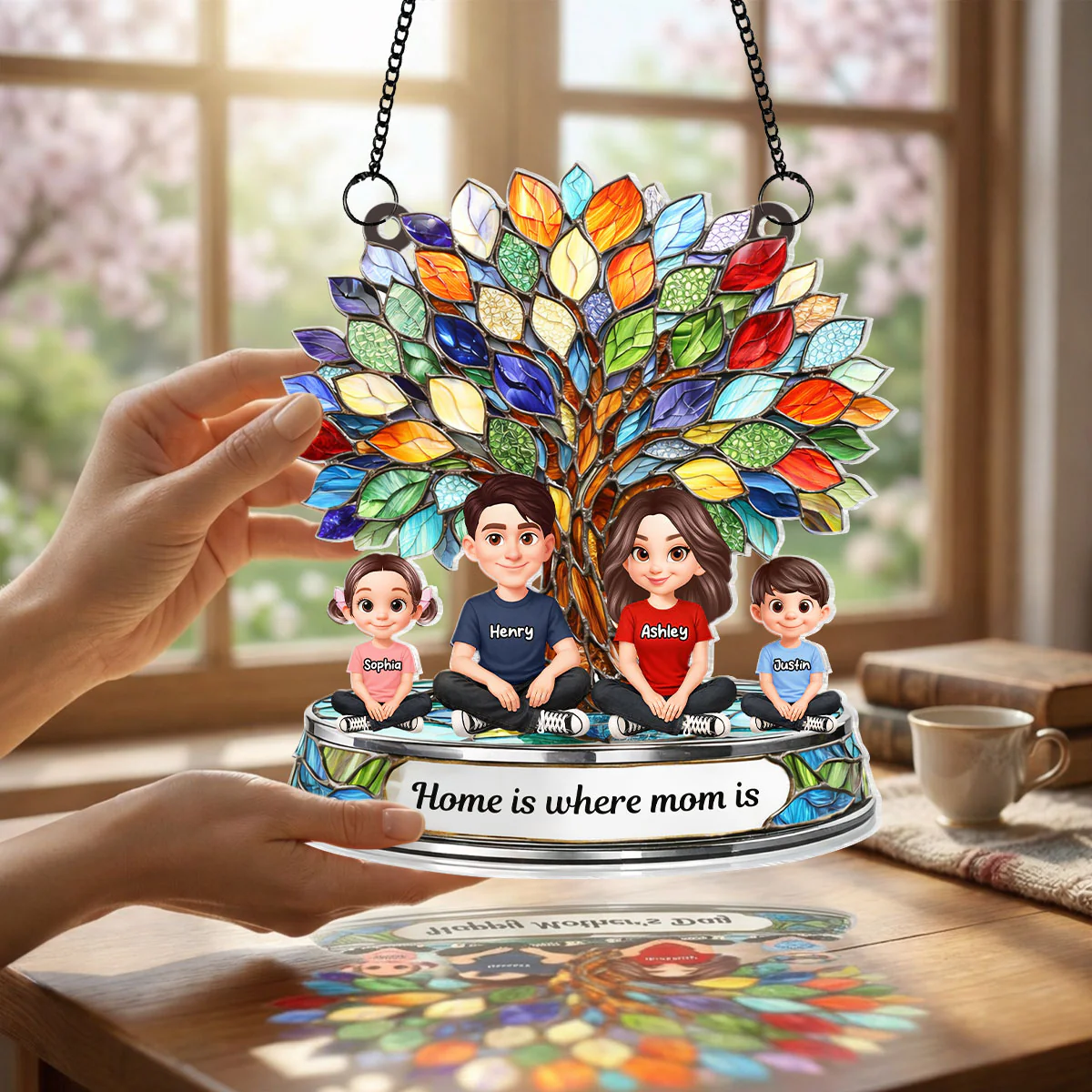 Family Tree - Personalized Acrylic Window Hanging Suncatcher - Heartfelt Mother's Day Gift for Mom, Wife - Image 4