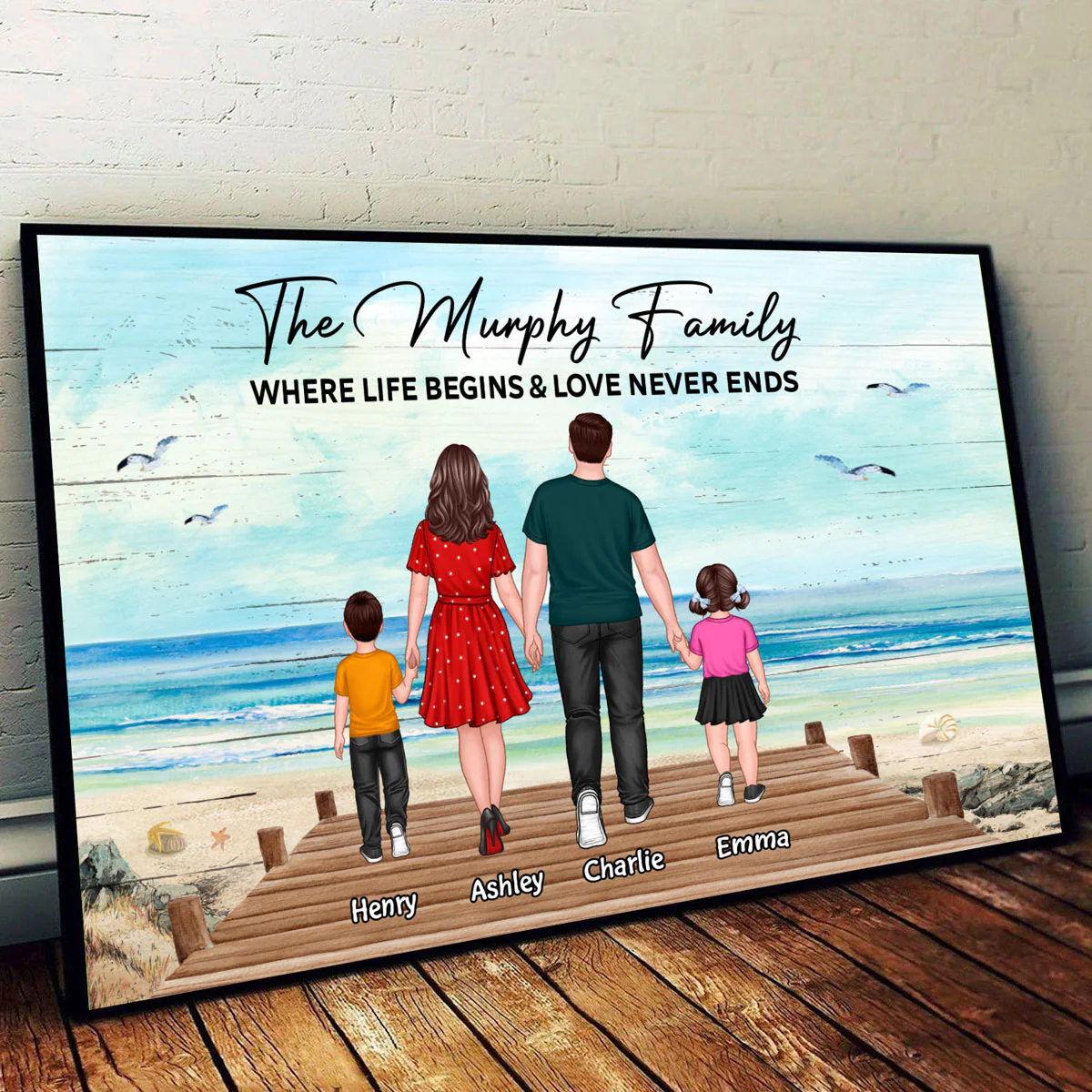 Family Walking On Beach Personalized Poster - Image 2
