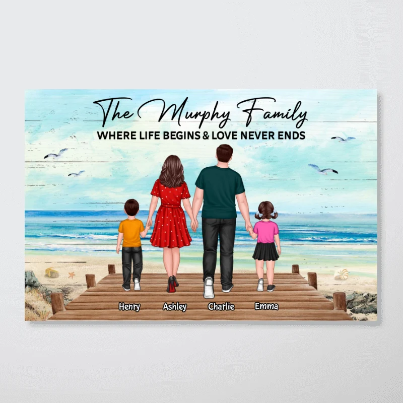 Family Walking On Beach Personalized Poster - Image 4