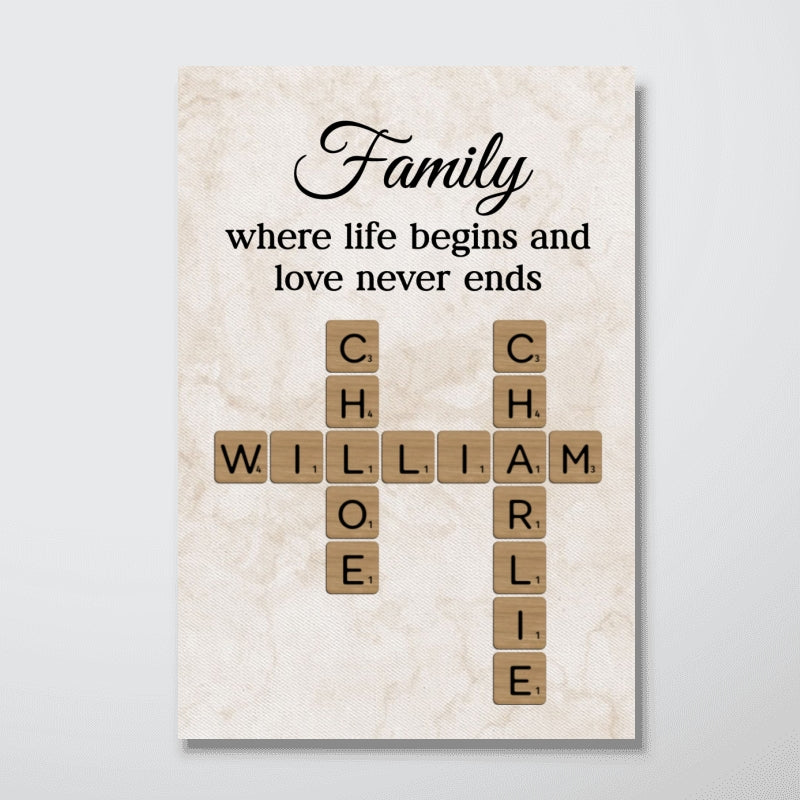 Family Where Life Begins and Love Never Ends Crossword - Personalised Poster - Sentimental Gift for Loved Ones - Image 12