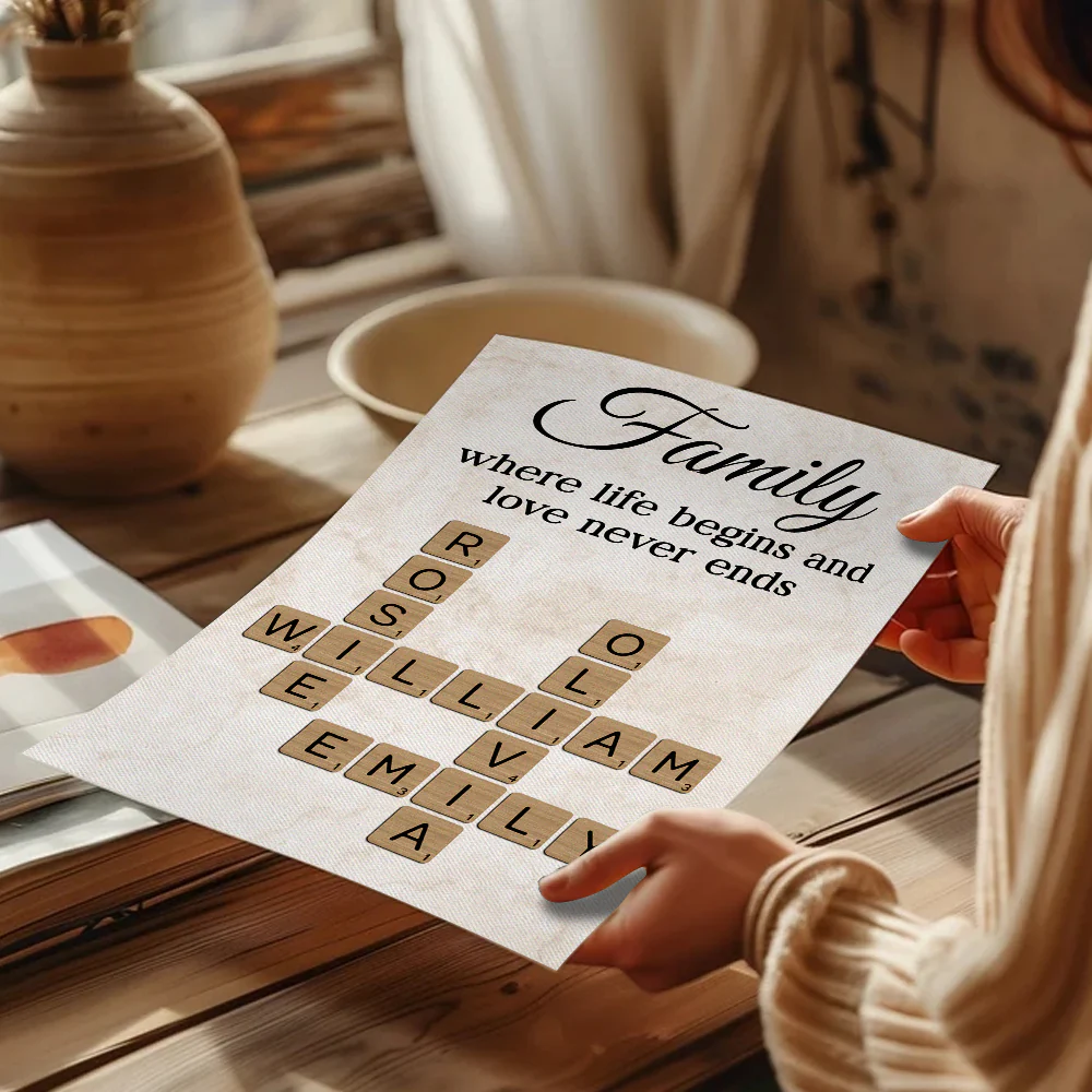 Family Where Life Begins and Love Never Ends Crossword - Personalised Poster - Sentimental Gift for Loved Ones - Image 3