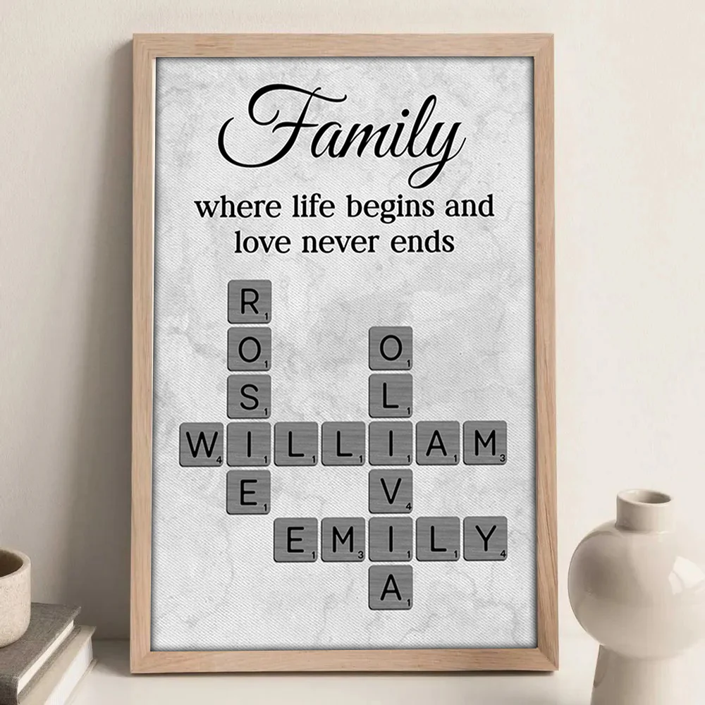 Family Where Life Begins and Love Never Ends Crossword - Personalised Poster - Sentimental Gift for Loved Ones - Image 4