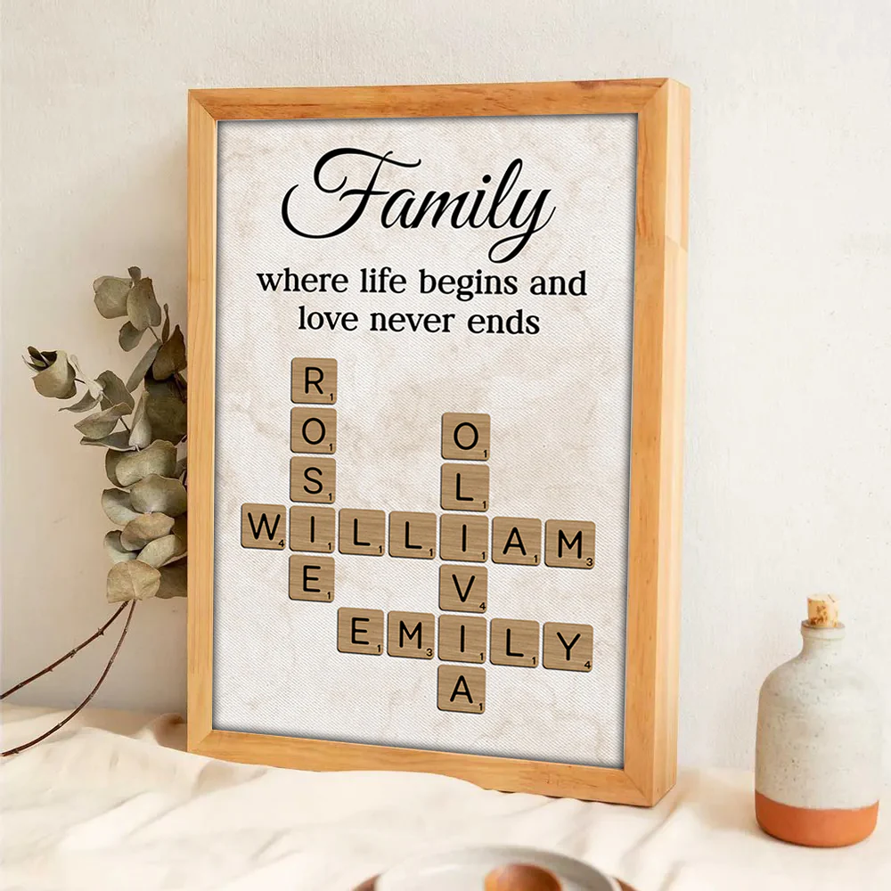Family Where Life Begins and Love Never Ends Crossword - Personalised Poster - Sentimental Gift for Loved Ones - Image 5