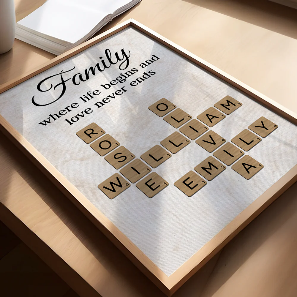 Family Where Life Begins and Love Never Ends Crossword - Personalised Poster - Sentimental Gift for Loved Ones - Image 6