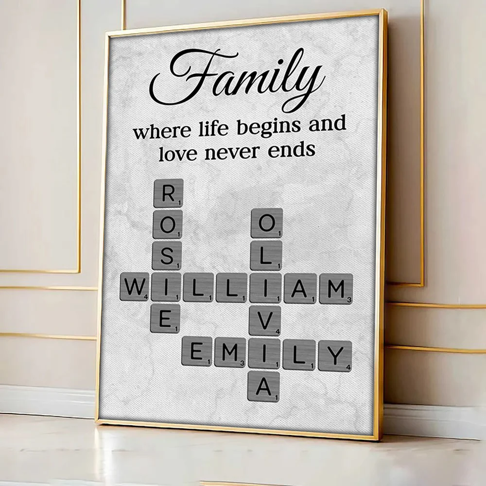 Family Where Life Begins and Love Never Ends Crossword - Personalised Poster - Sentimental Gift for Loved Ones - Image 7