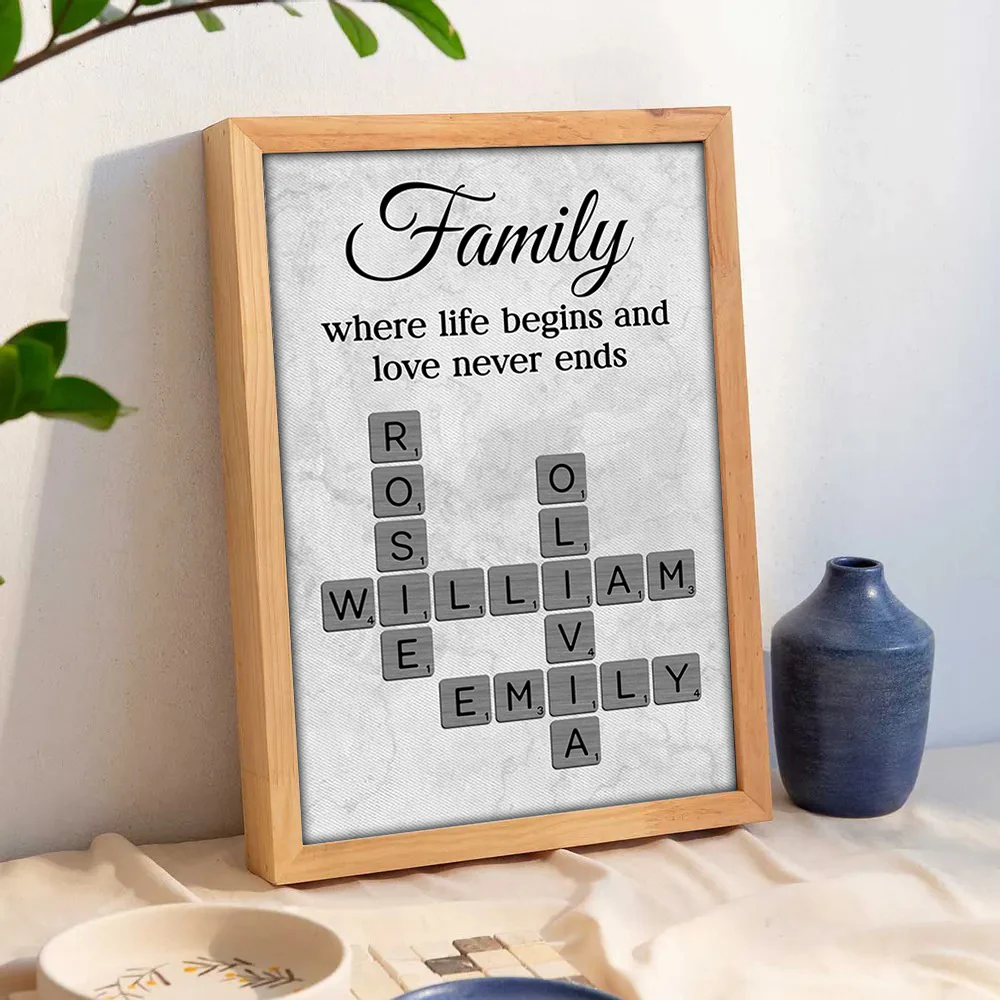 Family Where Life Begins and Love Never Ends Crossword - Personalised Poster - Sentimental Gift for Loved Ones - Image 8