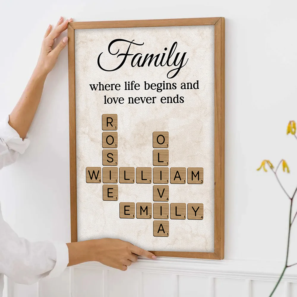 Family Where Life Begins and Love Never Ends Crossword - Personalised Poster - Sentimental Gift for Loved Ones - Image 9