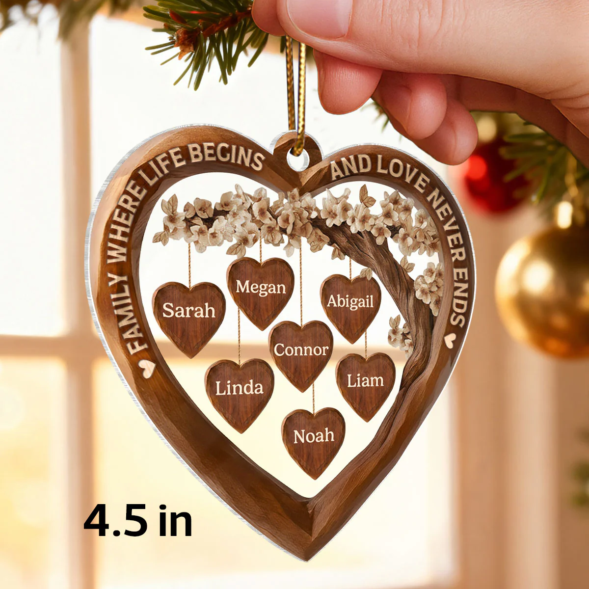 Family Where Life Begins and Love Never Ends - Personalized Acrylic Ornament - Thoughtful Christmas Gift for Loved Ones - Image 3
