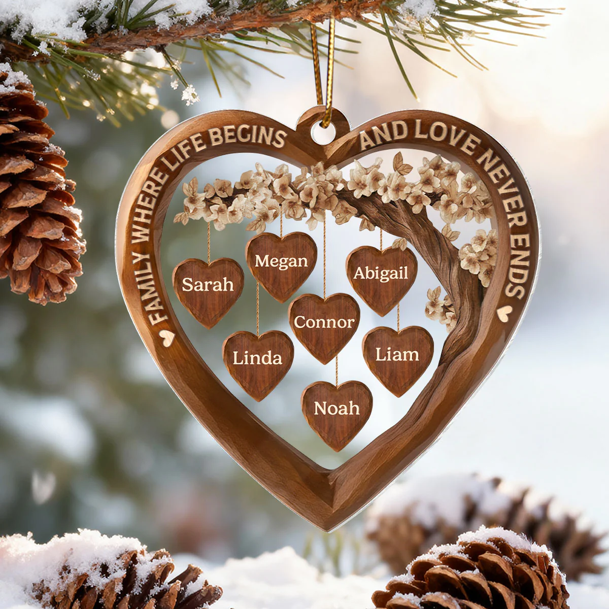 Family Where Life Begins and Love Never Ends - Personalized Acrylic Ornament - Thoughtful Christmas Gift for Loved Ones - Image 4