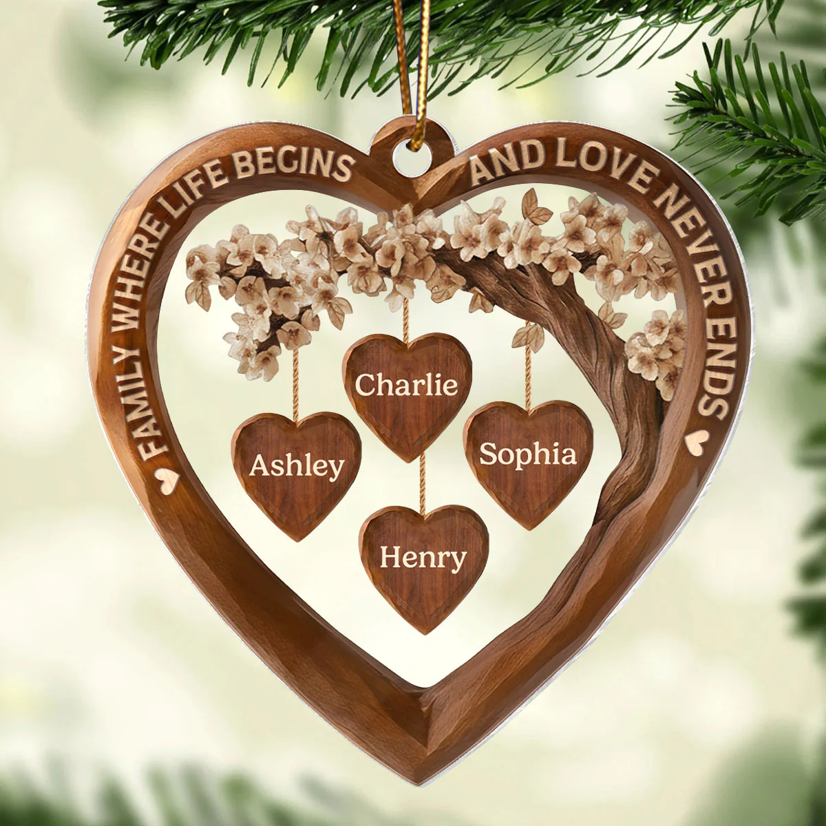 Family Where Life Begins and Love Never Ends - Personalized Acrylic Ornament - Thoughtful Christmas Gift for Loved Ones - Image 5