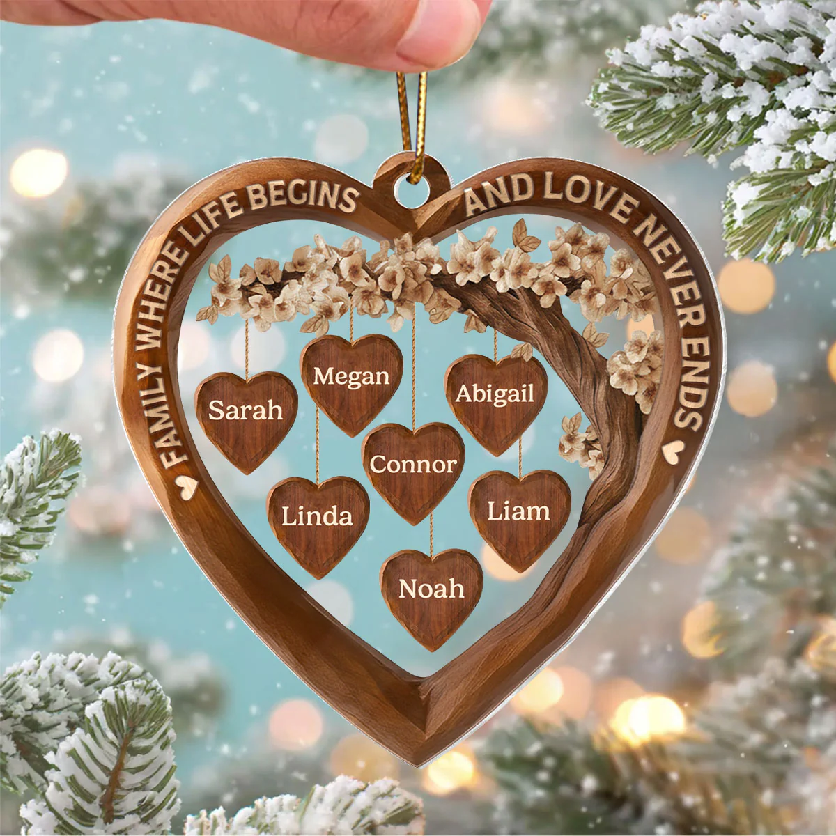 Family Where Life Begins and Love Never Ends - Personalized Acrylic Ornament - Thoughtful Christmas Gift for Loved Ones - Image 7