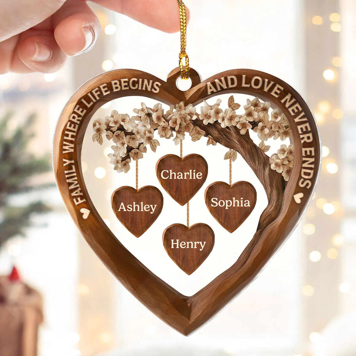 Family Where Life Begins and Love Never Ends - Personalized Acrylic Ornament - Thoughtful Christmas Gift for Loved Ones - Image 8