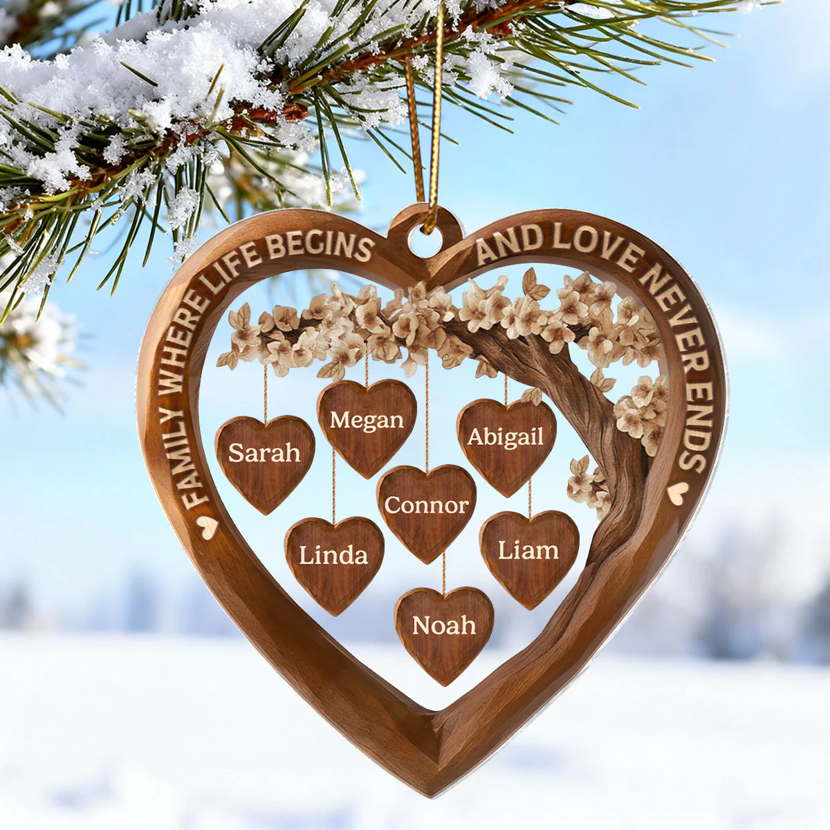 Family Where Life Begins and Love Never Ends - Personalized Acrylic Ornament - Thoughtful Christmas Gift for Loved Ones - Image 9