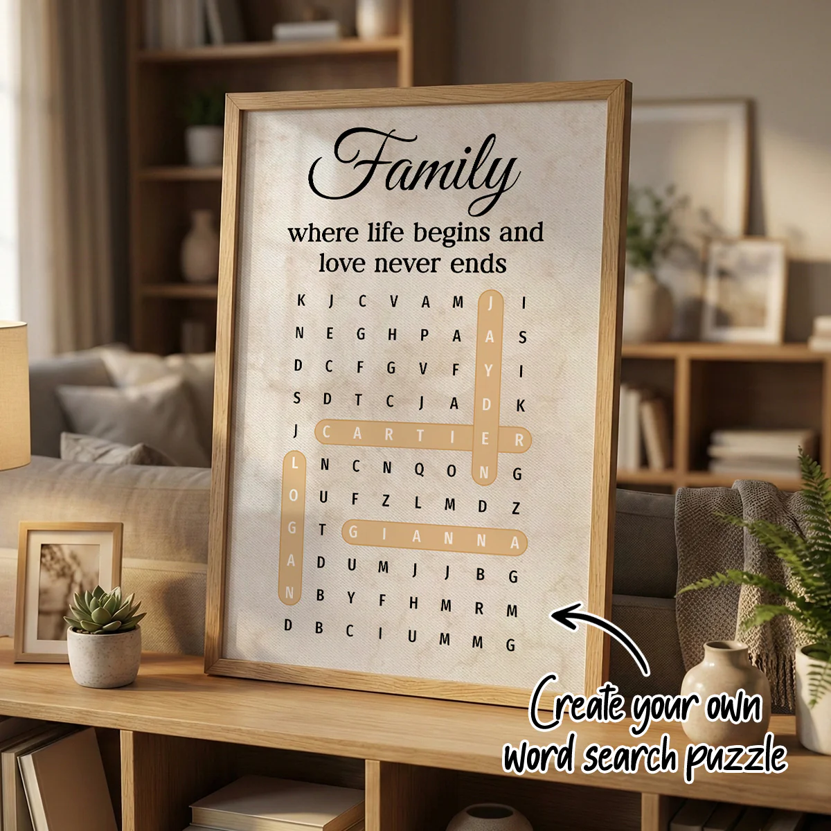 Family Where Life Begins And Love Never Ends Word Search Puzzle - Personalized Poster - Gift for Mom, Dad, Grandparents - Image 7