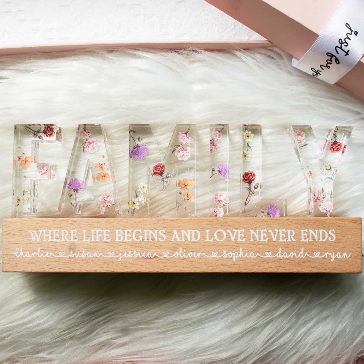 Family Whole Lot Of Love Birth Month Flower Personalized LED Night Light, Christmas Gift For Family, For Husband, Wife, Dad, Mom - Image 4