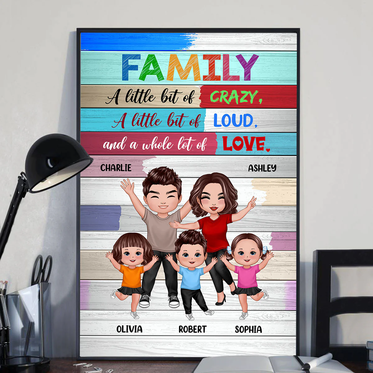 Family Whole Lot Of Love Colorful Plank Personalized Poster - Image 2