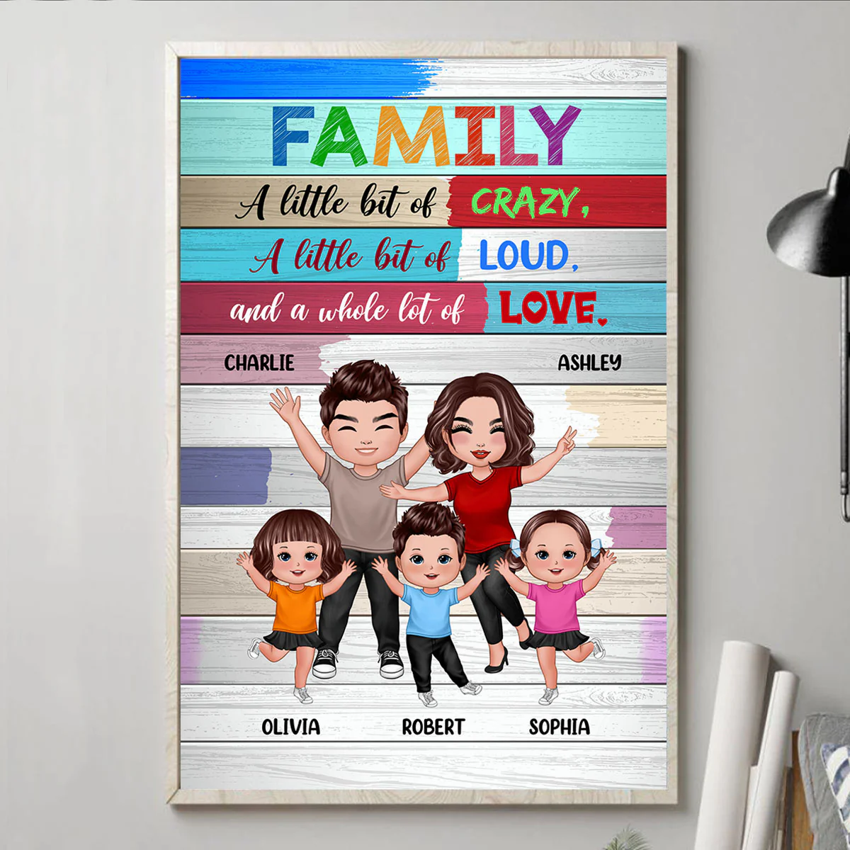 Family Whole Lot Of Love Colorful Plank Personalized Poster - Image 3