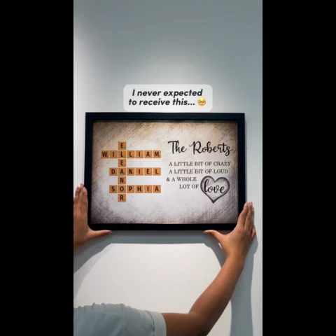 Family Whole Lot Of Love Crossword Puzzle Art - Captured In A Moment, Cherished For A Lifetime Personalized Poster - Image 2
