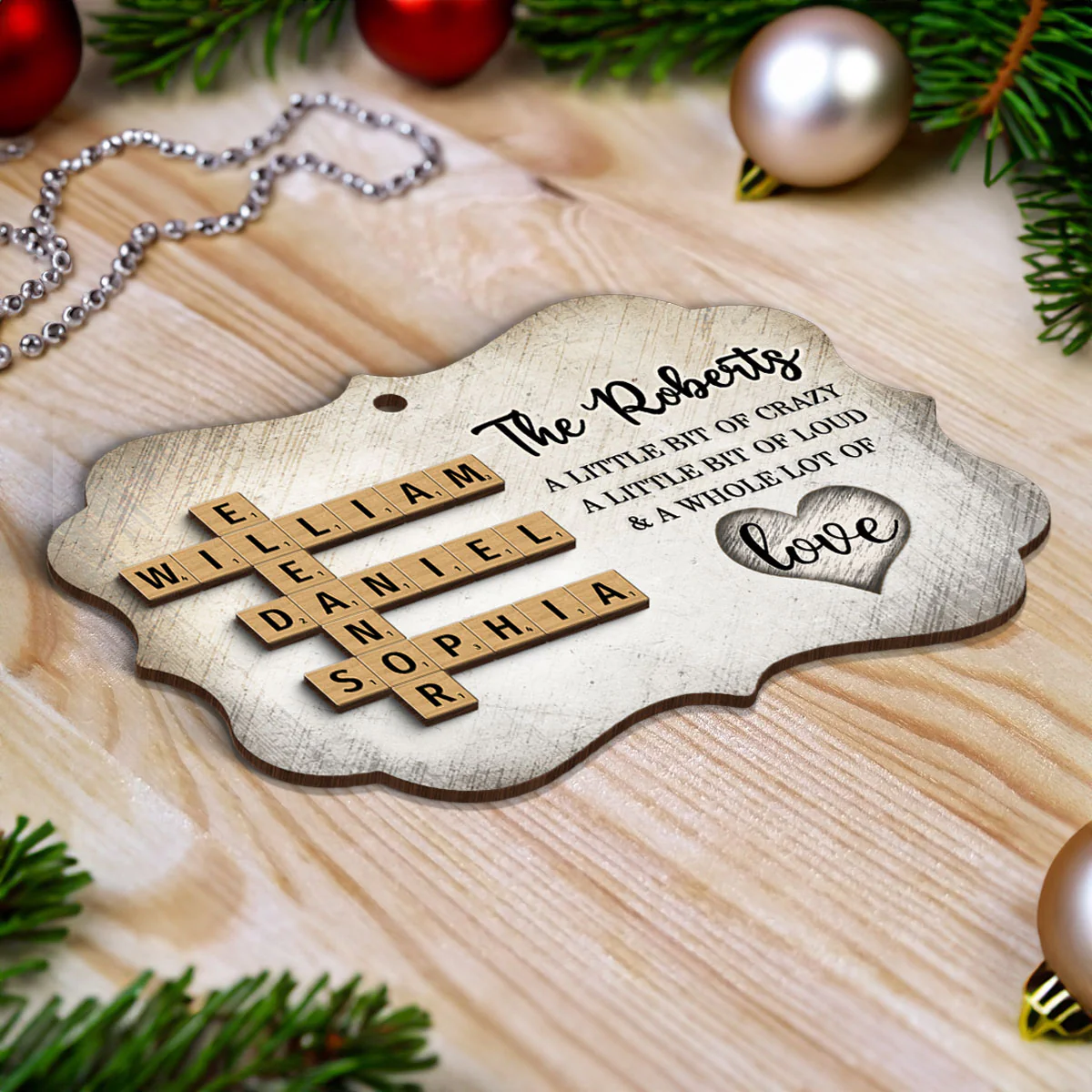 Family Whole Lot Of Love Crossword Puzzle Art - Captured In A Moment, Cherished For A Lifetime Personalized 2-Layered Wooden Ornament - Image 5