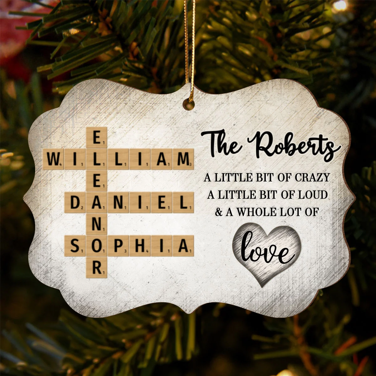 Family Whole Lot Of Love Crossword Puzzle Art - Captured In A Moment, Cherished For A Lifetime Personalized 2-Layered Wooden Ornament - Image 8
