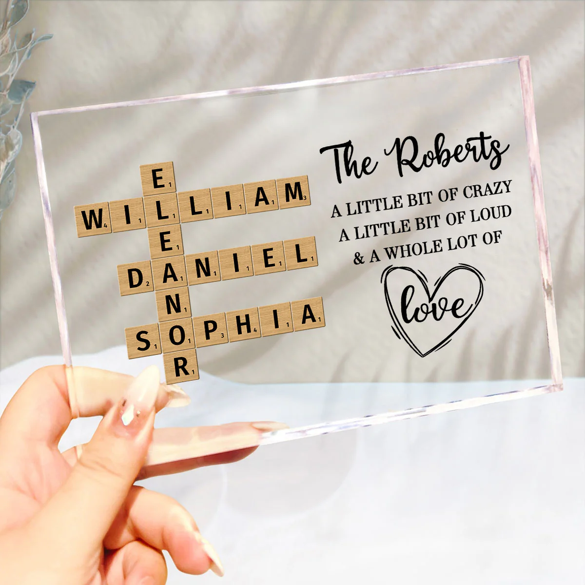 Family Whole Lot Of Love Crossword Puzzle Art - Captured In A Moment, Cherished For A Lifetime Personalized Acrylic Block Plaque - Image 3