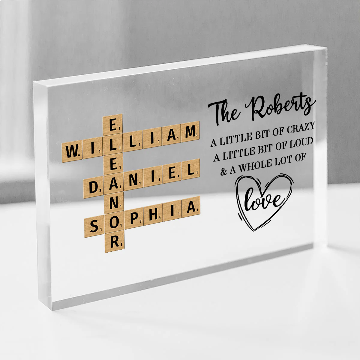 Family Whole Lot Of Love Crossword Puzzle Art - Captured In A Moment, Cherished For A Lifetime Personalized Acrylic Block Plaque - Image 4