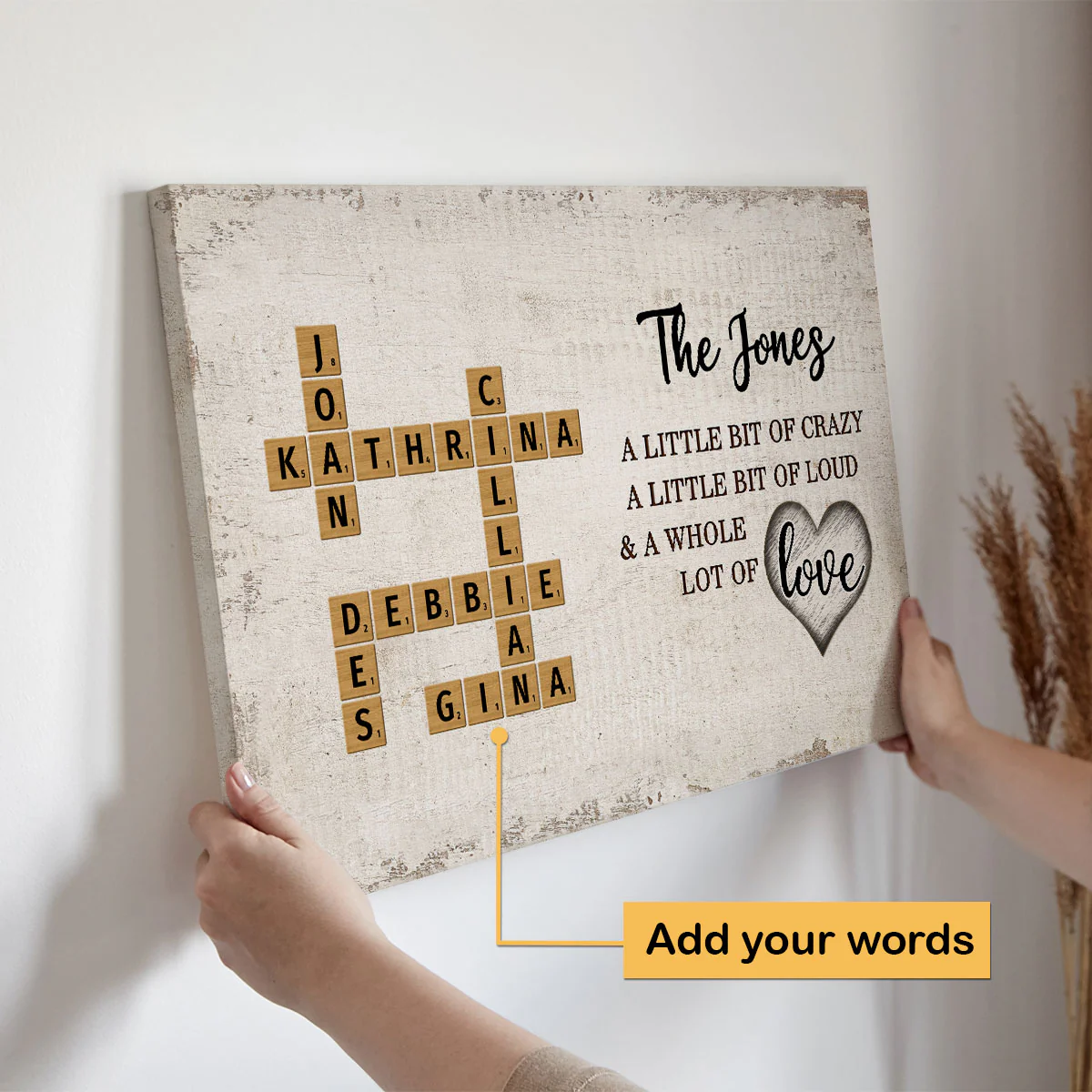 Family Whole Lot Of Love Crossword Puzzle Art - Captured In A Moment, Cherished For A Lifetime Personalized Canvas - Image 2