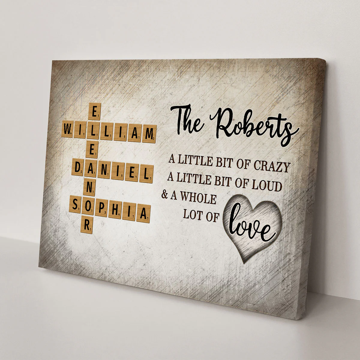 Family Whole Lot Of Love Crossword Puzzle Art - Captured In A Moment, Cherished For A Lifetime Personalized Canvas - Image 3