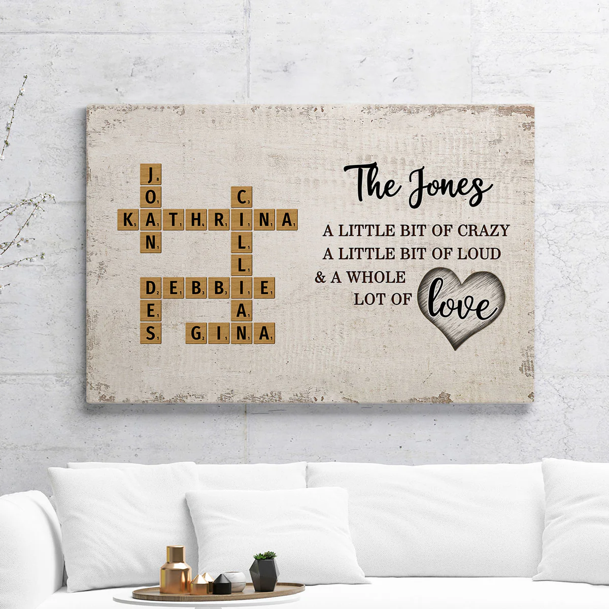 Family Whole Lot Of Love Crossword Puzzle Art - Captured In A Moment, Cherished For A Lifetime Personalized Canvas - Image 4