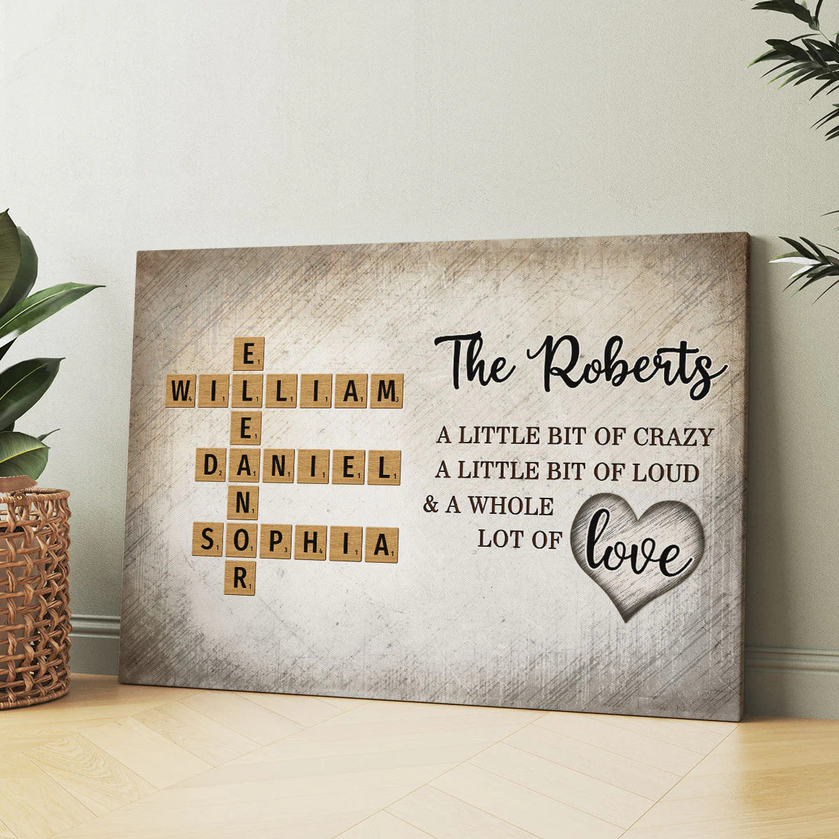 Family Whole Lot Of Love Crossword Puzzle Art - Captured In A Moment, Cherished For A Lifetime Personalized Canvas - Image 5