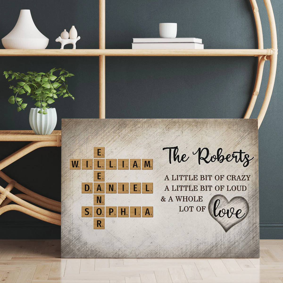 Family Whole Lot Of Love Crossword Puzzle Art - Captured In A Moment, Cherished For A Lifetime Personalized Canvas - Image 6