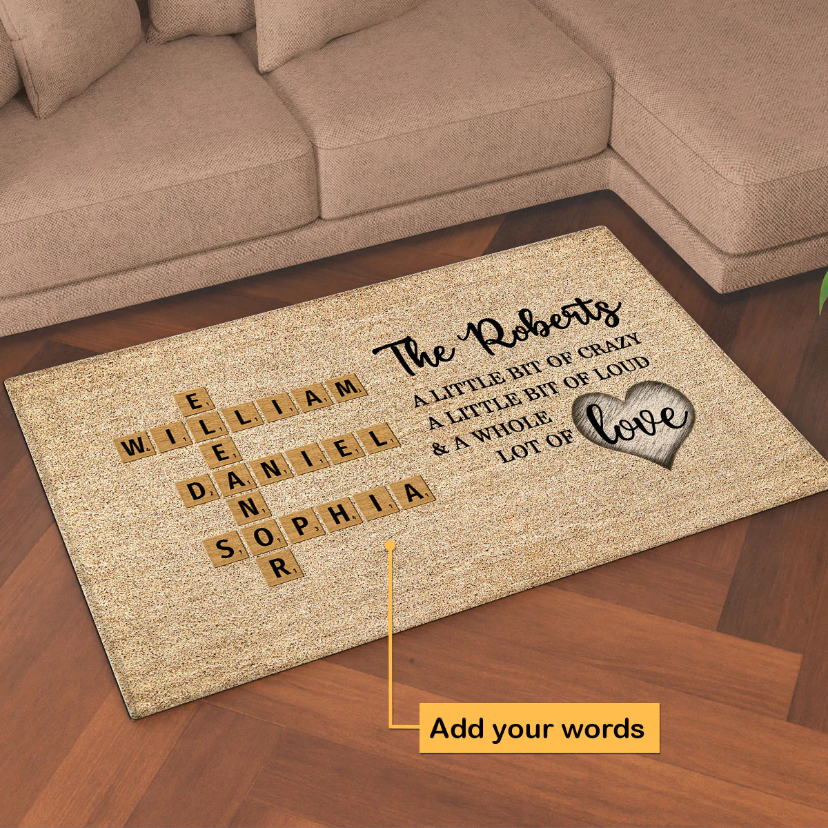 Family Whole Lot Of Love Crossword Puzzle Art - Captured In A Moment, Cherished For A Lifetime Personalized Doormat - Image 2