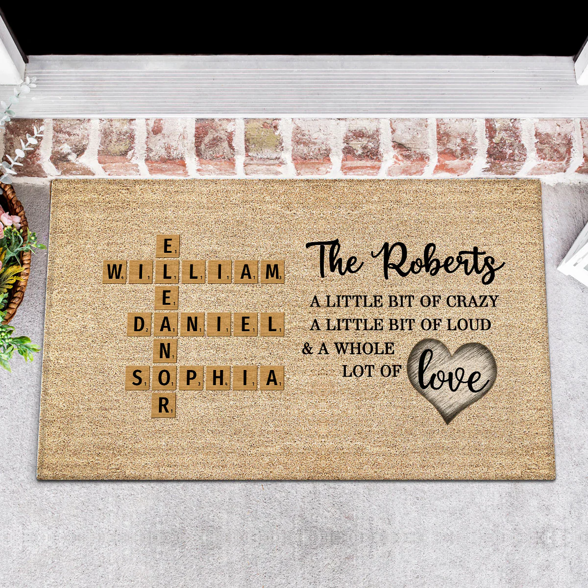 Family Whole Lot Of Love Crossword Puzzle Art - Captured In A Moment, Cherished For A Lifetime Personalized Doormat - Image 4