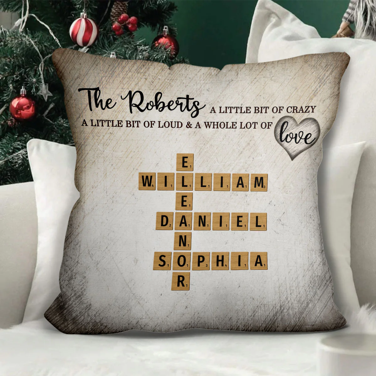 Family Whole Lot Of Love Crossword Puzzle Art - Captured In A Moment, Cherished For A Lifetime Personalized Pillow - Image 3
