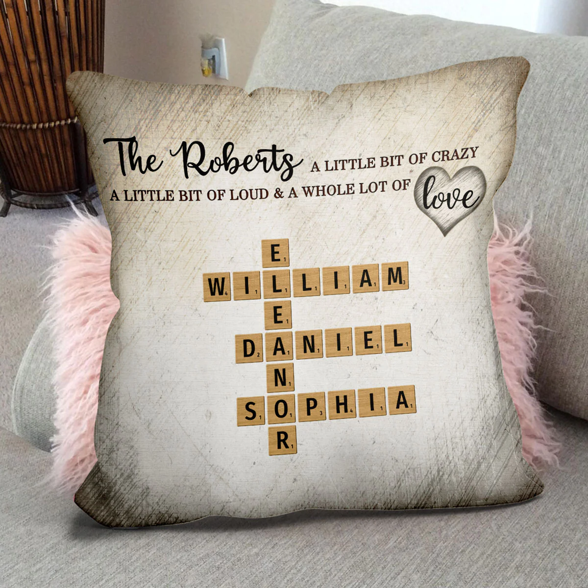 Family Whole Lot Of Love Crossword Puzzle Art - Captured In A Moment, Cherished For A Lifetime Personalized Pillow - Image 4